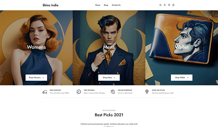 Skins India – E-commerce Website